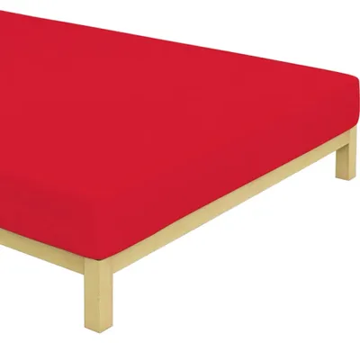 Imagen del producto de Sábana encimera de Jersey, color rojo. Tamaño: 180x200 cm