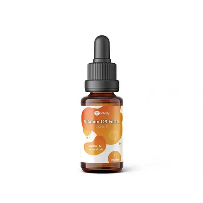 Zdjęcie produktu dla Krople witaminy D3 – 50 ml – 1000 j.m. (25 µg) na kroplę – wysokie stężenie – układ odpornościowy, kości i mięśnie – płynne i wegańskie