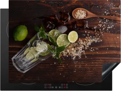 Produktbild von KitchenYeah© Herdabdeckplatte Cocktail - Obst - Limette , 71x52cm, Küche Deko, Glaskeramikkochfeld Herdabdeckung, Abdeckplatte fùr Kochfeld
