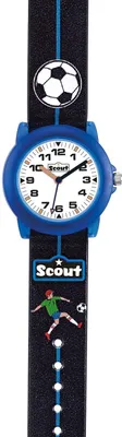 A children's watch with a soccer theme.