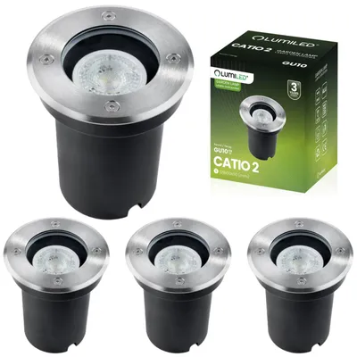 Produktbild von LUMILED 4er Set Bodeneinbauleuchten für GU10 - Bodenstrahler außen IP65 IK09 befahrbar rund Silber Bodenleuchte außen Bodeneinbaustrahler Außenleuchte