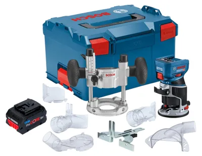 Produktbild von Bosch GKF 18V-8 Professional Akku Kantenfräse 18 V 8,0 mm Brushless + 1x ProCORE Akku 5,5 Ah + Taucheinheit + L-Boxx - ohne Ladegerät