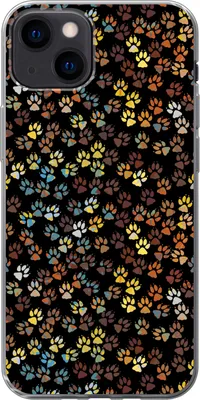 Produktbild von MuchoWow® Handyhülle Schutzhülle Hülle für Telefoonhoesje iPhone 13 Muster - Hunde - Pfoten - Jungen - Mädchen - Kinder - Kinder Silikon Softcase Handy Hülle - Karteninhaber