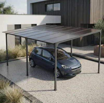 Produktbild von Carport Überdachung Einzelcarport Aluminium Dach 3x4,5m schwarz 56860