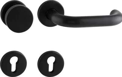 Image de Poignée de porte Hoppe, forme U, Paris, rosette PZ, acier inoxydable noir mat