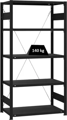 Produktbild von Wohnregal MOTEMO  Germany | HxBxT 200x100x50cm | 5 Ebenen je 150kg Fachlast | Matt-Schwarz