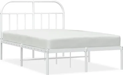 Produktbild von vidaXL Bettgestell mit Kopfteil Metall Weiß 120x200 cm