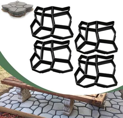 Produktbild von 4-teilige Kunststof Gartenpflastermischung – Wetterbeständiges und rostfreies Gartenpflaster für Terrassen und Gärten