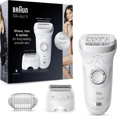 Immagine prodotto di Epilatore Braun Silk-Epil 9 9-705 Wet e Dry Wireless Batteria Ricaricabile Bianco Argento