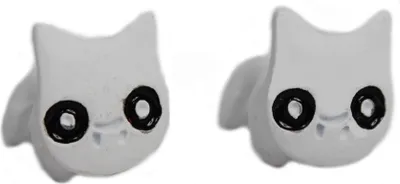 Produktbild von 3D Katzen Ohrstecker Ohrringe in der Farbe Weiß