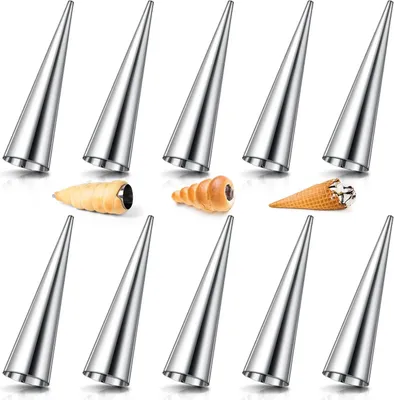 Obrázok produktu pre Cannoli Formy 10 kusov, Nerezová oceľ, Pre Croissanty, Kónické formy na krém, Pečící formy