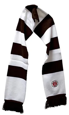 Produktbild von FC St. Pauli Schal Blockstreifen, Original Fanartikel, Braun-weißer Fanschal mit Vereinswappen, 100% Baumwolle