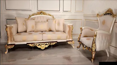 Produktbild von Dreisitzer Sofa 3 Sitzer Klassische Sofa Sofas Couch Stoff Stil Barock Möbel Neu