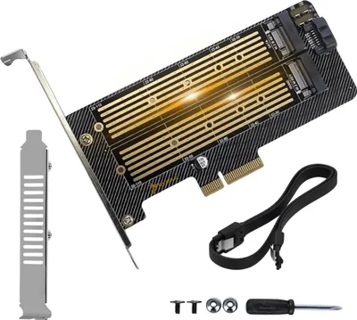Produktbild von M.2 NVMe SATA SSD PCIe Erweiterungskarte Adapter 2in1 64Gbps für 2 Laufwerke gleichzeitig PCIe 4.0 Unterstützung 22110 2280 Windows Mac Linux Reagle