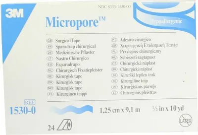 Produktbild von Micropore Vliespfl.1,25 cmx9,1 m weiß 1530-0 24 St
