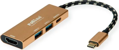 Produktbild von ROLINE GOLD USB-C Dockingstation, HDMI 4K, 2x USB 3.2 Gen 1, 1x PD