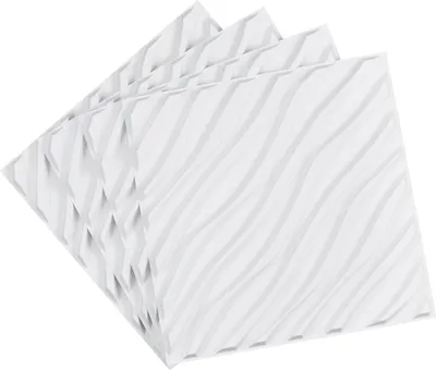 Immagine prodotto di SucceBuy Pannelli murali 3D, confezione da 12, 50 x 50 cm, PVC ondulato, 32 metri quadrati di copertura, bianco opaco
