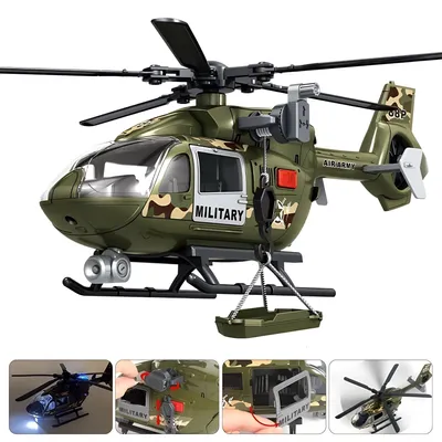 Zdjęcie produktu dla Helikopter Wojskowy Ratunkowy Interaktywny Światło Dźwięk Duży Wojsko Zabawka