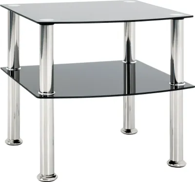 Produktbild von HAKU Beistelltisch edelstahl, schwarz - Edelstahl, Sicherheitsglas 5 mm, B/H/T: 45x44x45 cm