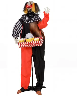 Produktbild von Animierter Halloween-Popcorn-Clown mit hochschnellendem Kopf, Grusel-Sound, Jahrmarktmusik und leuchtenden Augen