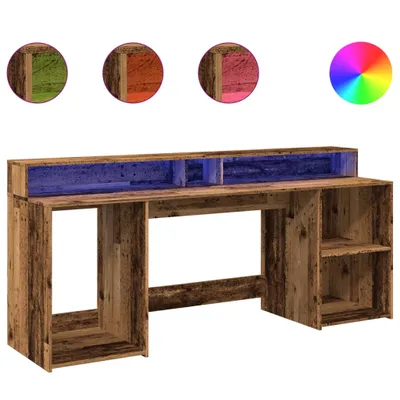 Image de Bureau avec lumières LED vieux bois bois d'ingénierie