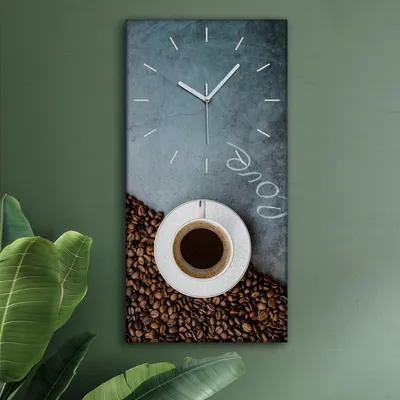 Produktbild von Wohnzimmer Leinwand Uhr Geräuschlos Küche 30x60 Kaffee, Bohnen, Motive, weiße Zeiger