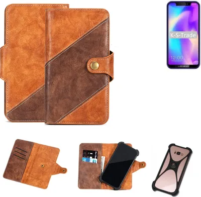 Produktbild von K-S-Trade Handy-Hülle Schutz-Hülle Bookstyle Case Wallet-Case kompatibel mit Leagoo S9 Handy Cover Bumper Kantenschutz Smartphone dunkelbraun braun