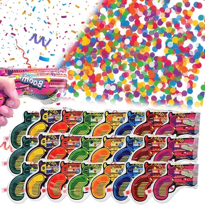 Produktbild von Konfettikanonen 24 Stück, für Party, biologisch abbaubarer Papier, mehrfarbig