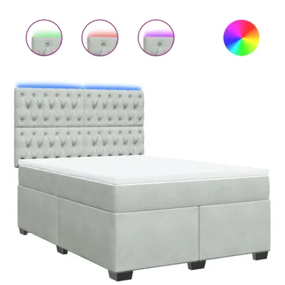 Produktbild von Boxspringbett mit Matratze Hellgrau 140x200 cm Samt