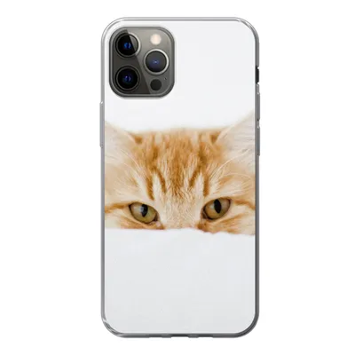 Produktbild von MuchoWow® Handyhülle Schutzhülle Hülle für iPhone 12 Pro Katze - Rot - Weiß - Mädchen - Jungen - Kind Silikon Softcase Handy Hülle - Abdeckung