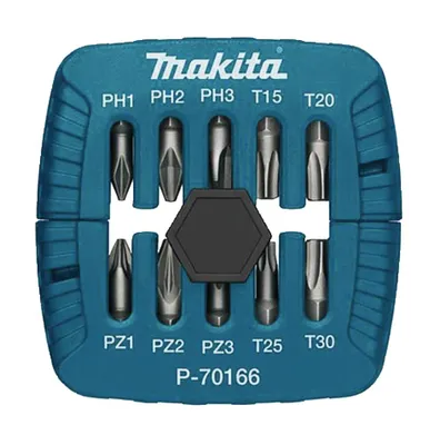 Produktbild von Makita P-70166, 10 Stück(e), Phillips, Pozidriv, Torx, PH1, PH2, PH3, PZ1, PZ2, PZ3, T15, T20, T25, T30, 25 mm