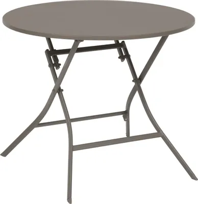 Produktbild von Runder klappbarer gartentisch "greensboro" kaffee 4-sitzer aus stahl - Hespéride