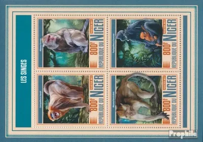 Produktbild von Briefmarken Niger 2017 Mi 5271-5274 Kleinbogen (kompl. Ausg.) postfrisch Affen