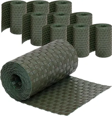 Produktbild von Jardinion 10x Sichtschutzstreifen 250x19cm Polyrattan, Grün, für Doppelstabmatten, Doppelstabmattenzaun Sichtschutz Stabmattenzaun Zaunblende in Rattan Optik, Balkon Zaun Sichtschutzmatte Garten