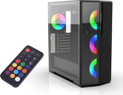 Produktbild von Inca EMG-17XN, Midi Tower, PC, Schwarz, ATX, micro ATX, Mini-ITX, ABS, Metall, Gaming