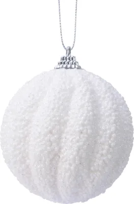 Produktbild von Weihnachtskugeln Kunststoff 8cm Glitzer geriffelt 12er Set Winterweiß