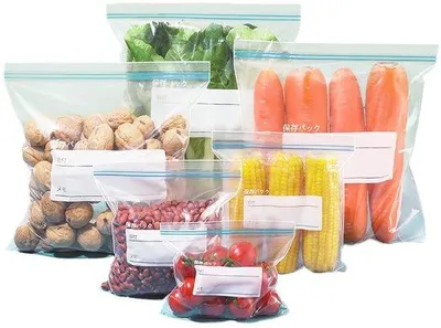 Obrázek produktu pro Průhledné, opakovaně použitelné sáčky na potraviny, sada 65 kusů - bez BPA - sáčky vhodné do mrazáku - pro potraviny, zeleninu, maso
