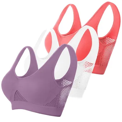 Obrázek produktu pro Sportovní podprsenka pro ženy, střední opora, s polstrováním a prodyšná, velikosti plus size