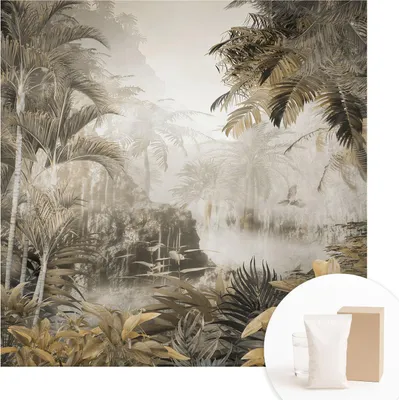 Obrázek produktu pro Samolepicí fototapeta – nástěnné malby do obývacího pokoje – 250 x 250 cm – dekorativní fólie na stěny – moderní design pro výzdobu stěn – tapety do interiérů – tropický les