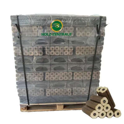 Produktbild von PiniKay Holzbriketts 100% Eiche – 8-eckig mit Loch, 960 kg Palette, 96 Packungen je 10 kg – – Hoher Heizwert