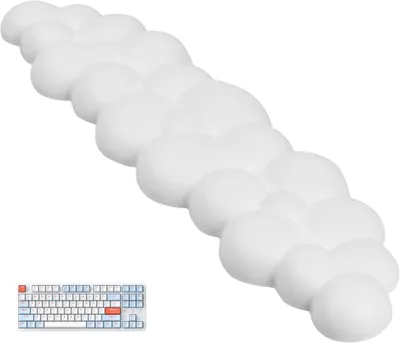Image de Support ergonomique pour poignet, conçu pour le clavier, forme nuage, mousse à mémoire de forme enPolyuréthanesouple, antidérapant, blanc