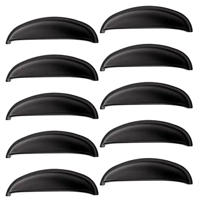 Produktbild von 10 Stück Muschelgriff NICK Schwarz BA 96 mm Schubladengriffe