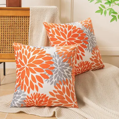 Produktbild von Kissenbezug Samt Orange 40x40 cm 2er Set Dekokissen Quadratisch