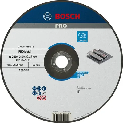 Zdjęcie produktu dla Bosch Accessories Standard for Metal 2608619776 Cutting disc (off-set) 230 mm 1 pc(s) Metal