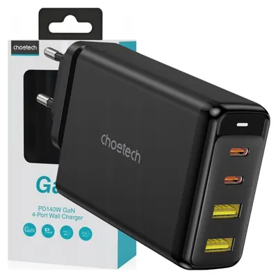 Immagine prodotto di Caricabatterie Choetech Gan 140W a 4 porte (2X Usb C, 2X Usb) Nero (Pd6005)