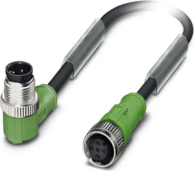 Image de Câble de raccordement Phoenix Contact M12/M12 1xbroche/1xprise coudée/droite 4/4 pôles, codage A, 250 V, 4 A, nombre de conducteurs