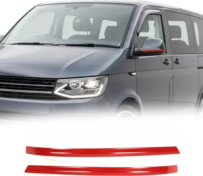 Image de Garnitures de Coques de Rétroviseurs pour VW T5 Transporter 2010-15 Acier Rouge