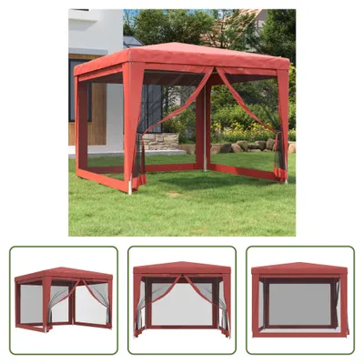 Produktbild von The Living Store Partyzelt mit 4 Mesh-Seitenwänden Rot 3x3 m HDPE