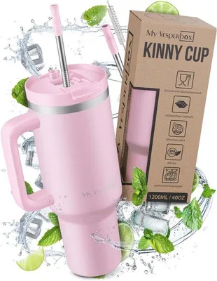 Productafbeelding van Thermosbeker met Rietje 500, 950, 1200 ml - Roestvrij Staal Koffiebeker voor Onderweg