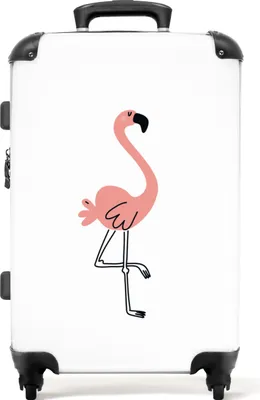 Obrázek produktu pro NoBoringSuitcases.com® Velký kufr - Ilustrace - Plameňák - Ptáci - Dívky - Děti - Kombinovaný zámek TSA - Pevná skořepina na kolečkách - 72 litrů - Cestovní kufr - 66 cmKufr střední 67x43x25 cm, 72L,
